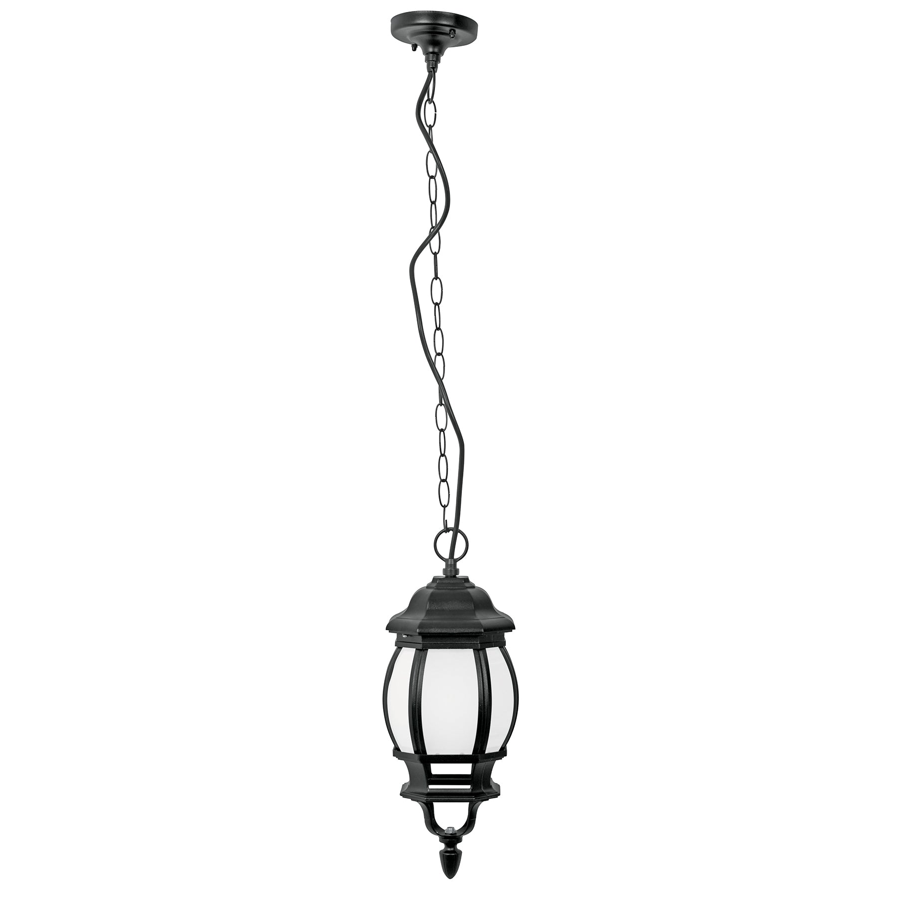 Voltech Ceiling Hanging Lantern, Black Indoor / Outdoor Use Vintage Style 55cm Long Pendulum Lantern with White Frosted Glass , LED  290lumens , 8w Power Usage - Volteck 46343 Voltech Ceiling Hanging Lantern, Black Indoor / Outdoor Use Vintage Style 55cm Long Pendulum Lantern with White Frosted Glass , LED  290lumens , 8w Power Usage - Volteck 46343